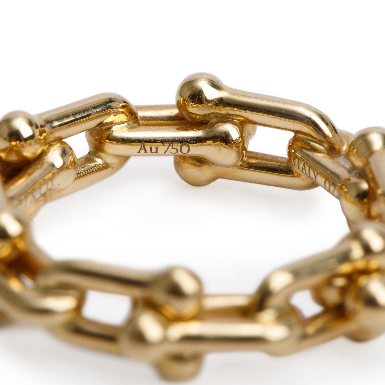 Tiffany & Co. 18k Yellow Gold HardWear Micro Link Ring, Size 4.5 w/ Box