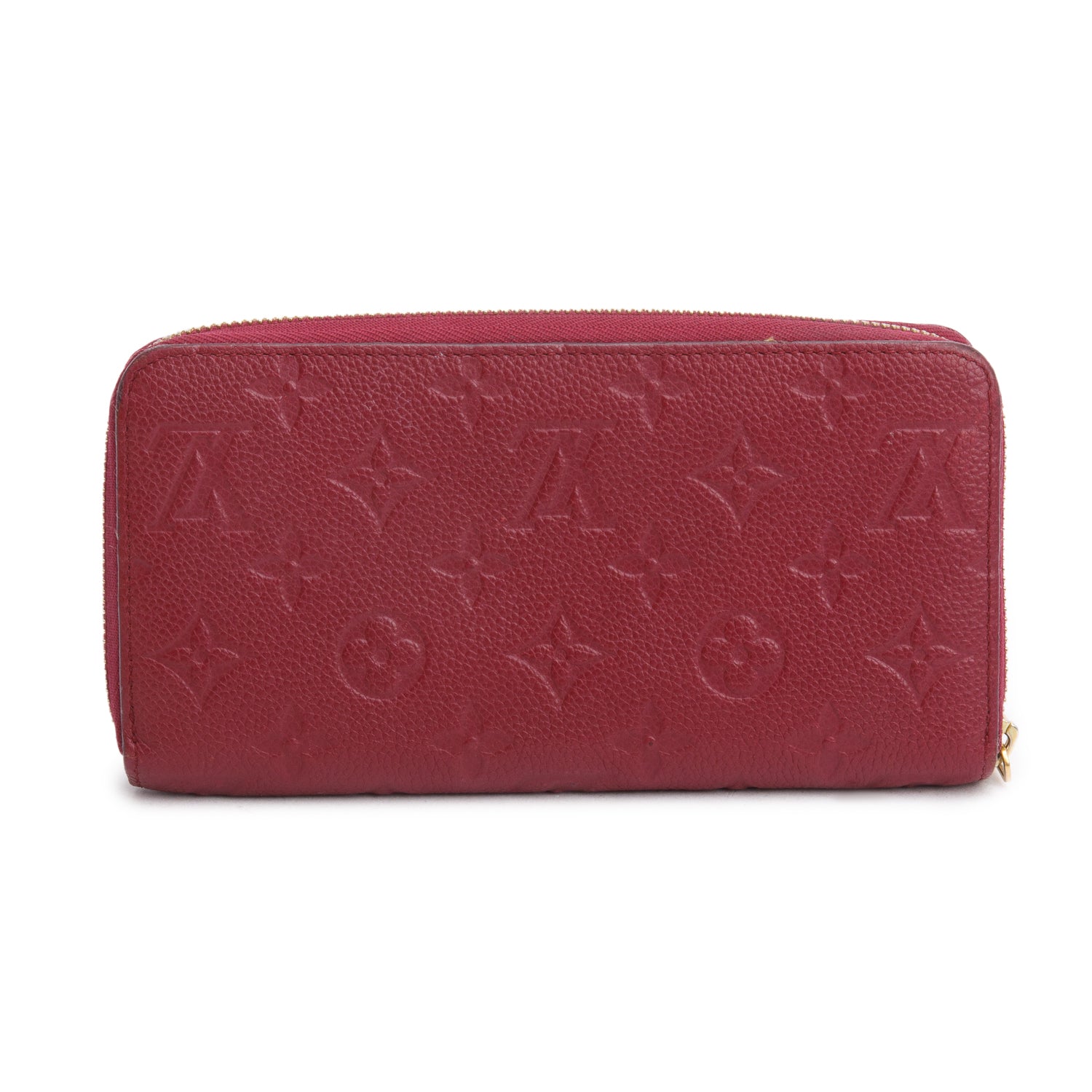 Louis Vuitton Burgundy Monogram Empreinte Leather Zippy Wallet w/ Box