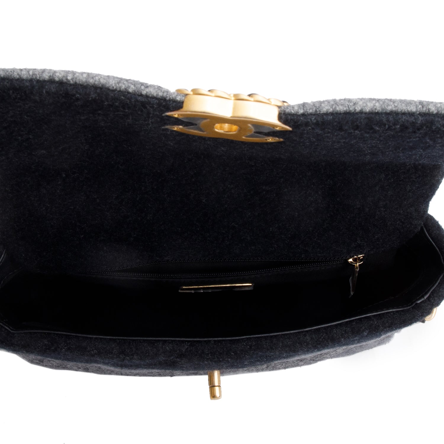 Chanel 2021 Black & Grey Wool Medium 19 Flap Bag w/ Box & Receipt