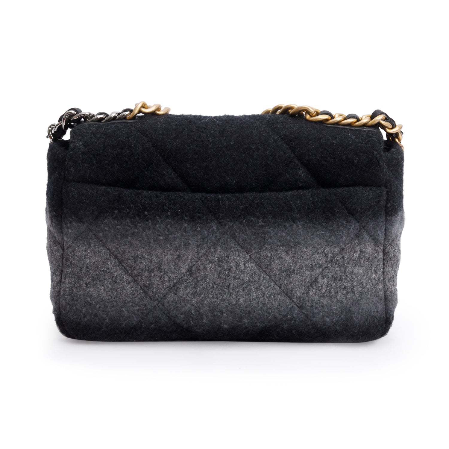 Chanel 2021 Black & Grey Wool Medium 19 Flap Bag w/ Box & Receipt