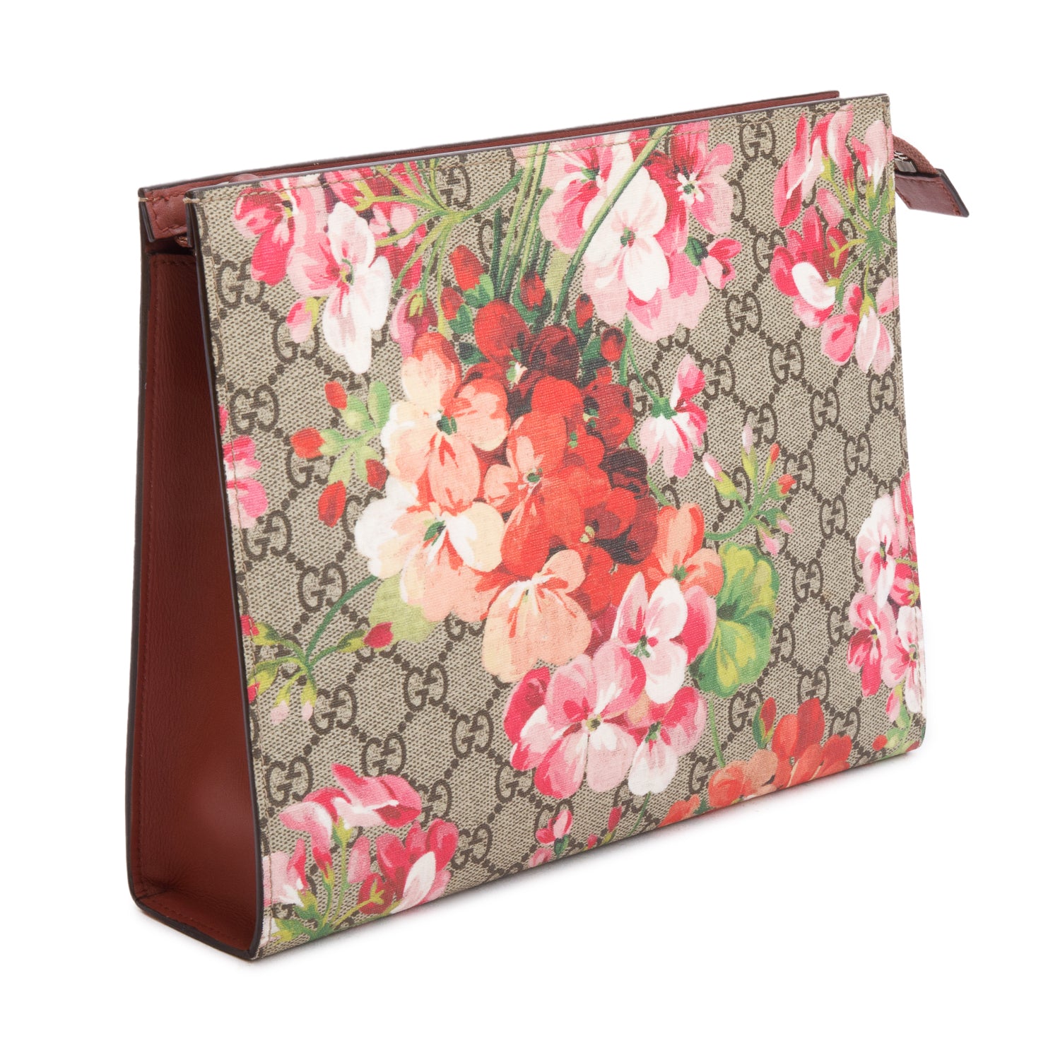 Gucci GG Supreme Blooms Large Cosmetics Zip Pouch w/ Box