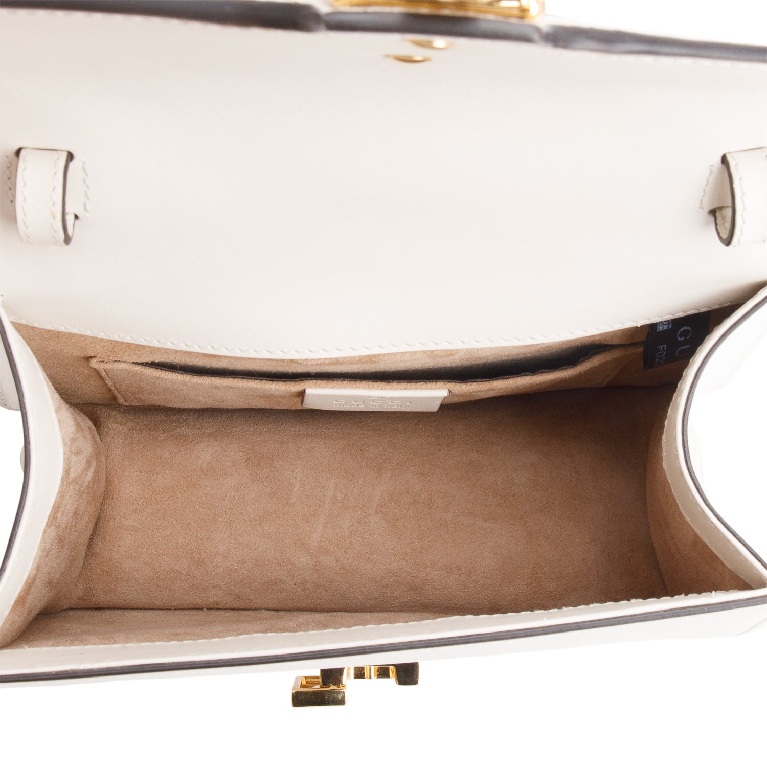 Gucci White Calfskin Leather Mini Sylvie Handle Bag w/ Straps