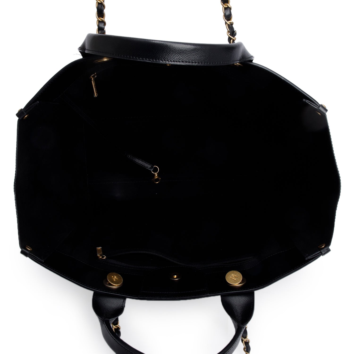 Chanel Black Caviar Leather Medium Studded Deauville Tote w/ Authenticity Card