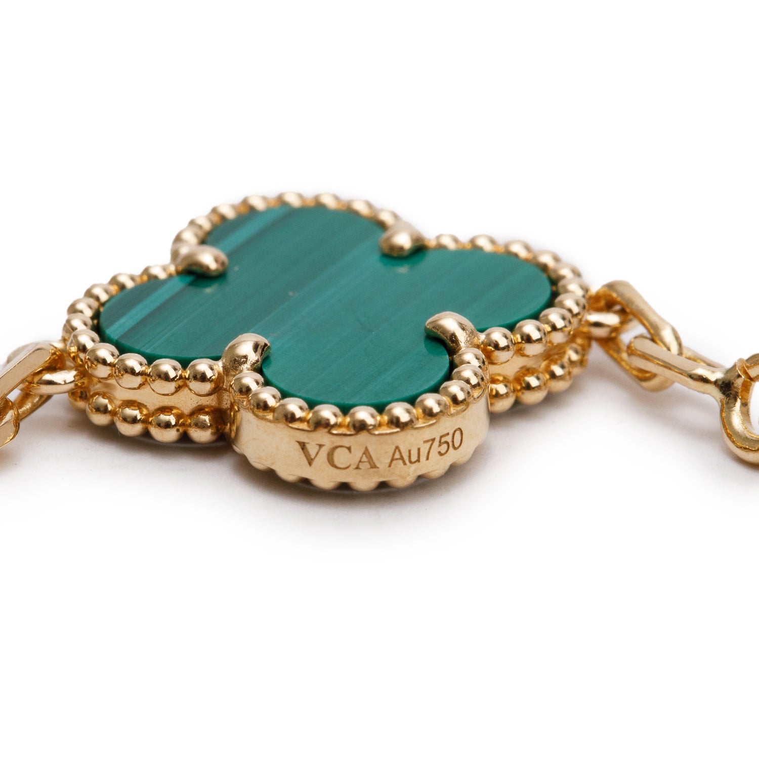 Van Cleef & Arpels 2024 18k Yellow Gold Vintage 5 Motif Malachite Bracelet w/ Box & Receipt