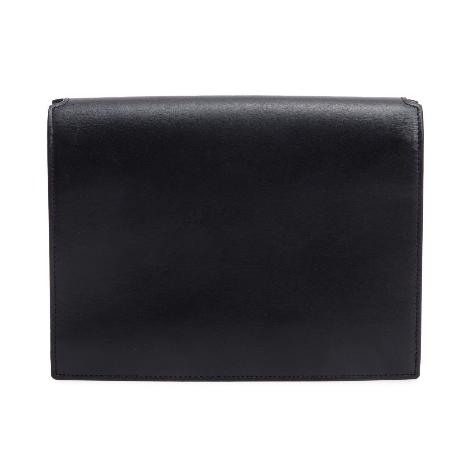 Saint Laurent Black Smooth Leather Suede Medium Cassandra Chain Shoulder Bag