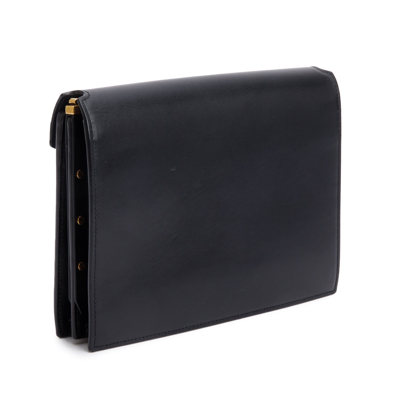 Saint Laurent Black Smooth Leather Suede Medium Cassandra Chain Shoulder Bag