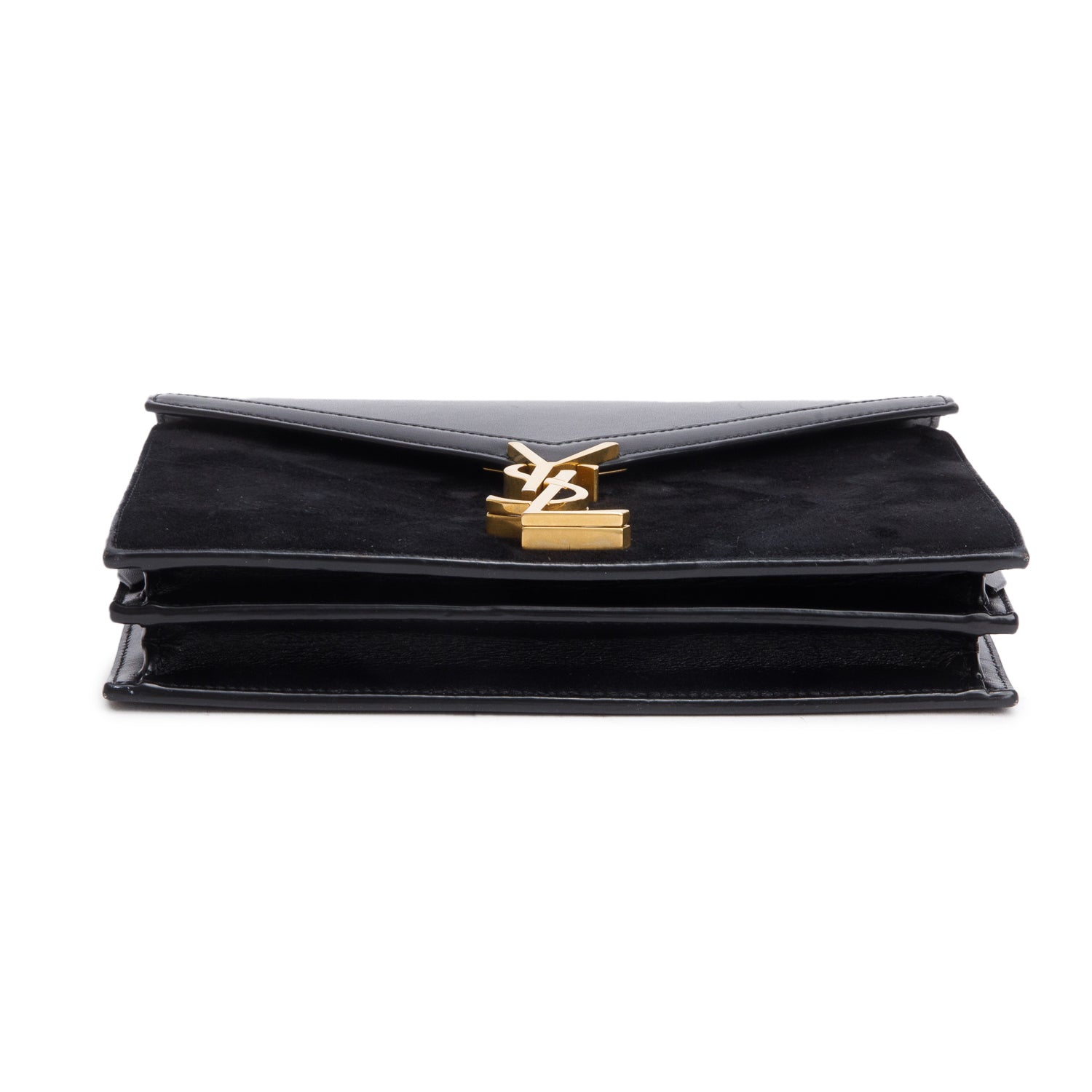 Saint Laurent Black Smooth Leather Suede Medium Cassandra Chain Shoulder Bag