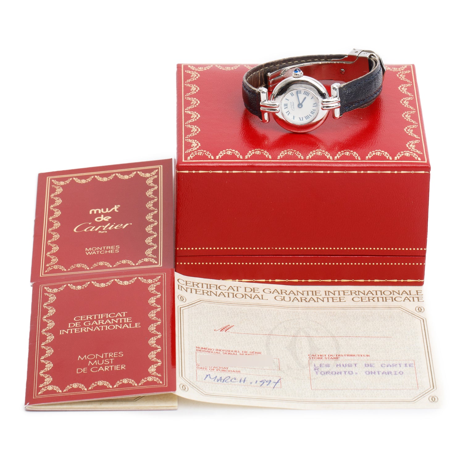 Cartier Vintage Stainless Steel Colisee 24 MM Quartz Watch White Dial w/ Box & Papers