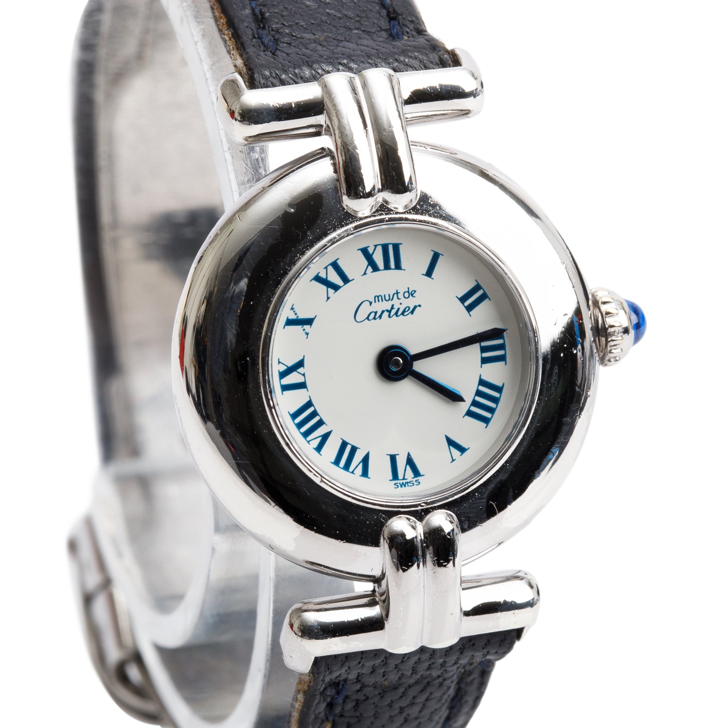 Cartier Vintage Stainless Steel Colisee 24 MM Quartz Watch White Dial w/ Box & Papers