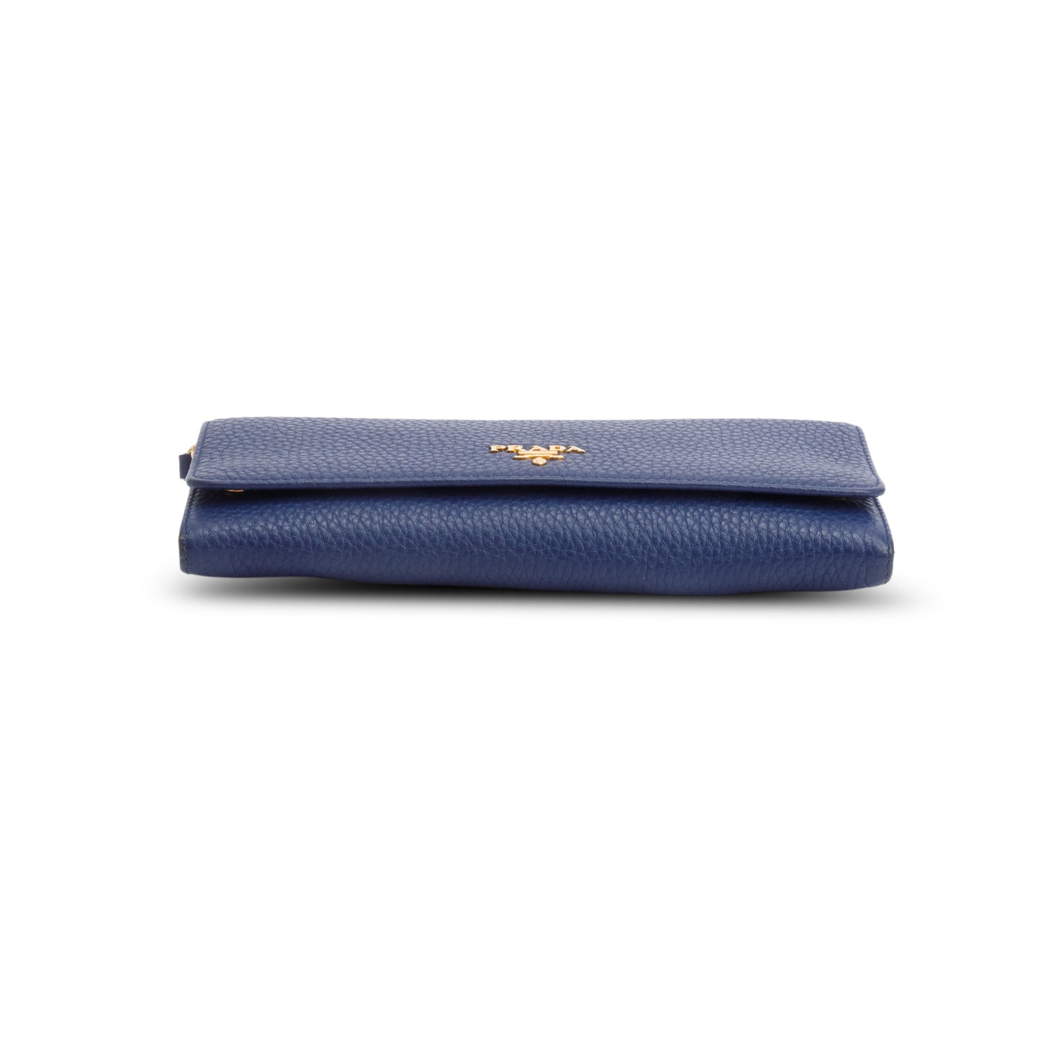 Prada Blue Vitello Daino Continental Wallet on Chain