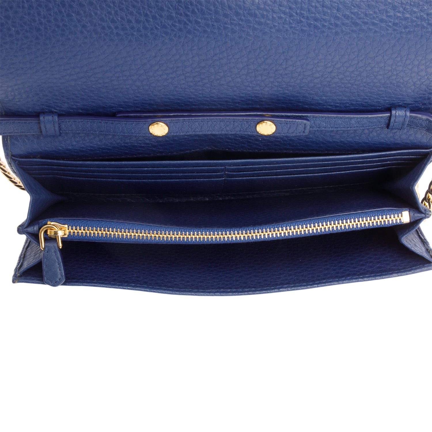 Prada Blue Vitello Daino Continental Wallet on Chain