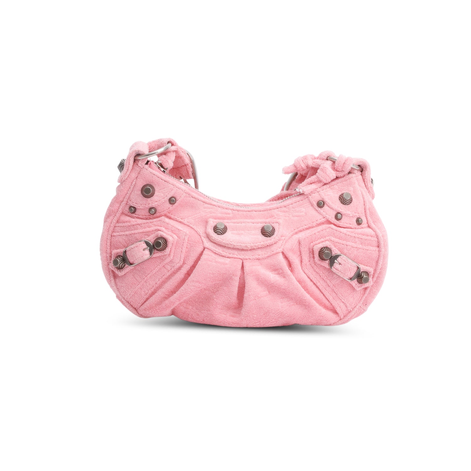 Balenciaga Pink BB Terry Cloth Le Cagole XS Shoulder Bag