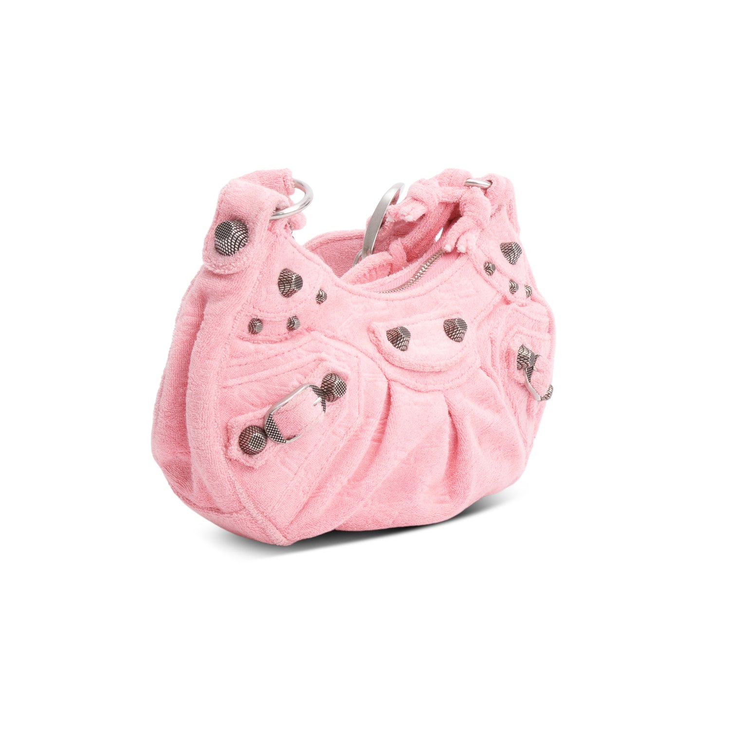 Balenciaga Pink BB Terry Cloth Le Cagole XS Shoulder Bag