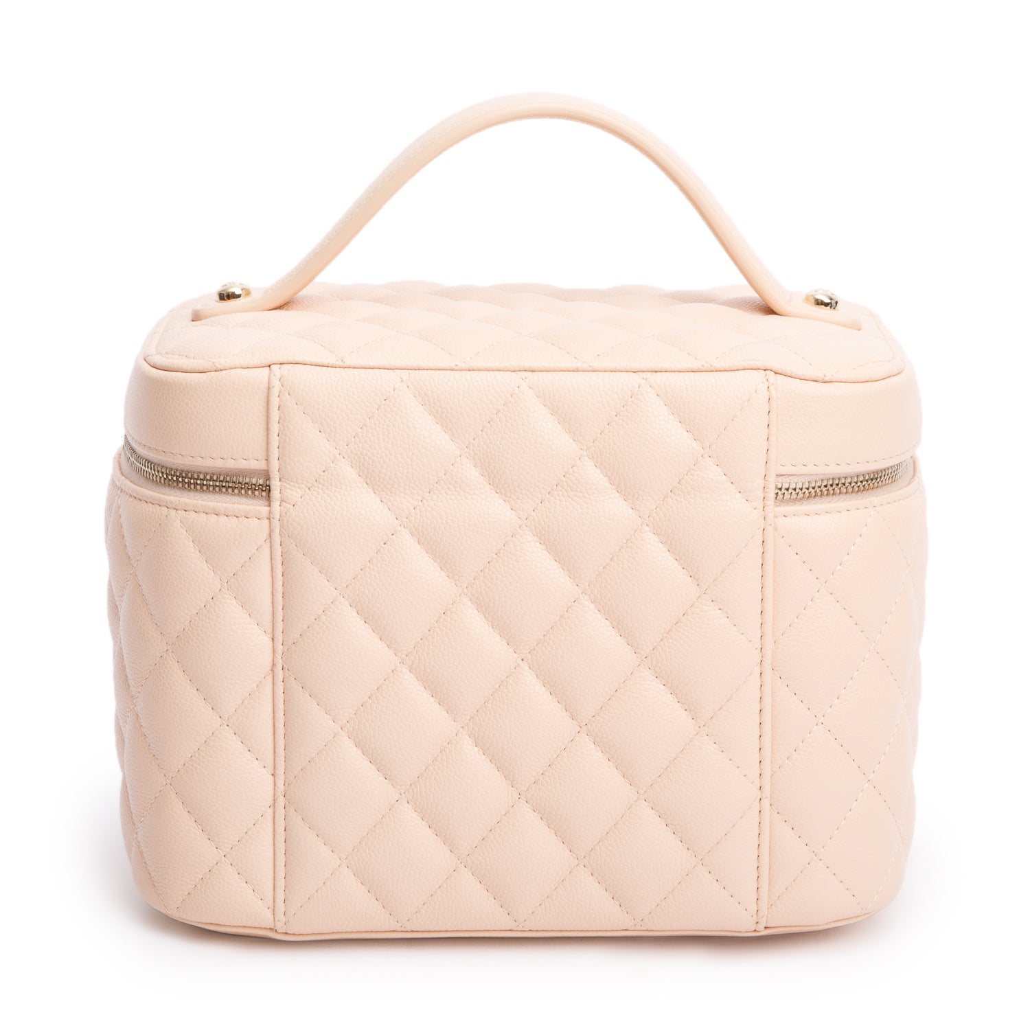 Chanel 2023 Beige Quilted Caviar Leather Large Vanity Top Handle w/ Box & Receipt