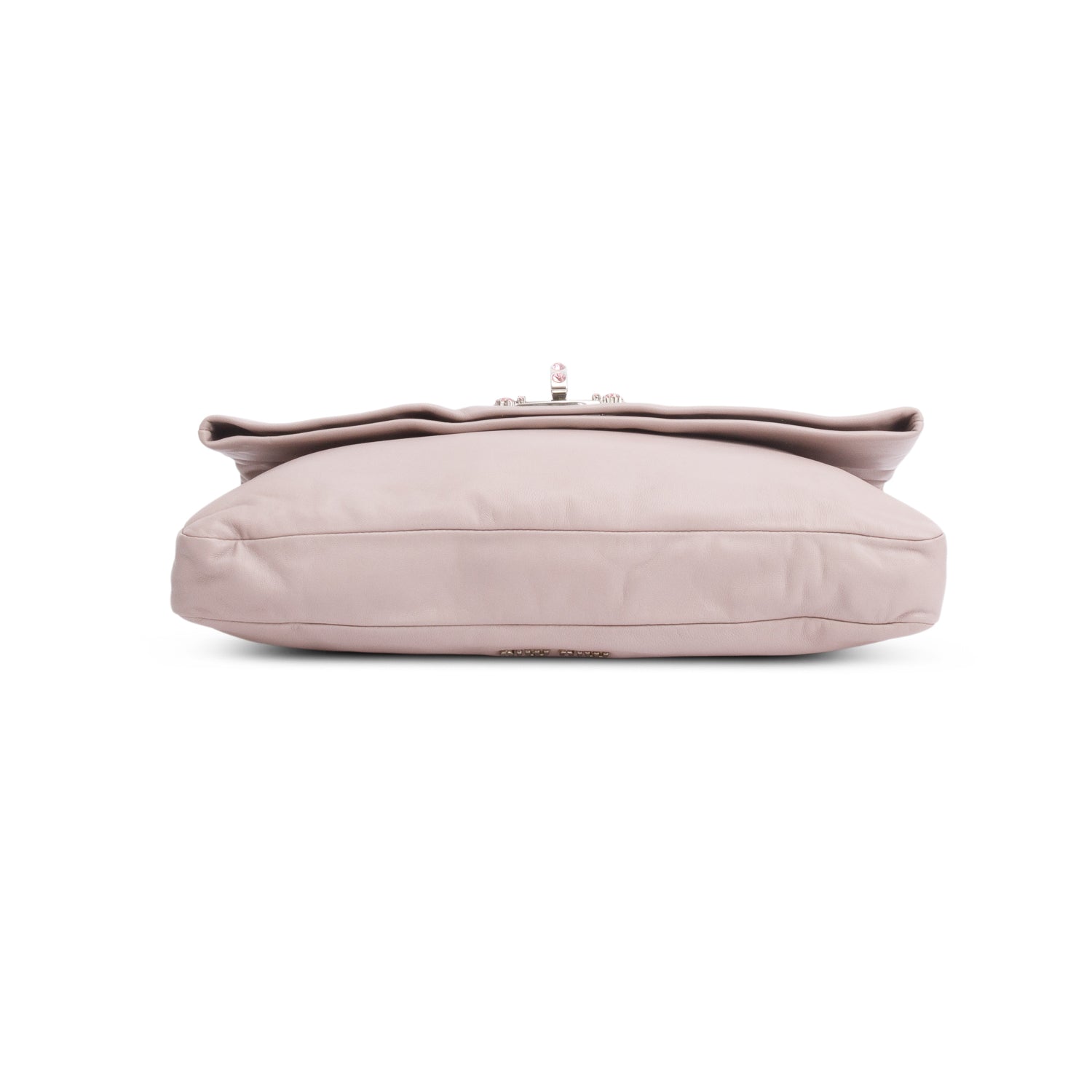 Miu Miu Purple Nappa Leather Crystal Fold Over Clutch