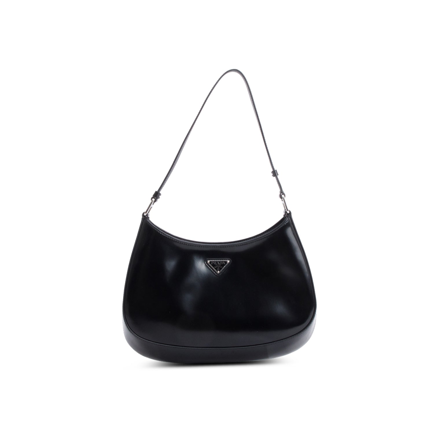Prada Black Patent Leather Spazzolato Cleo Shoulder Bag