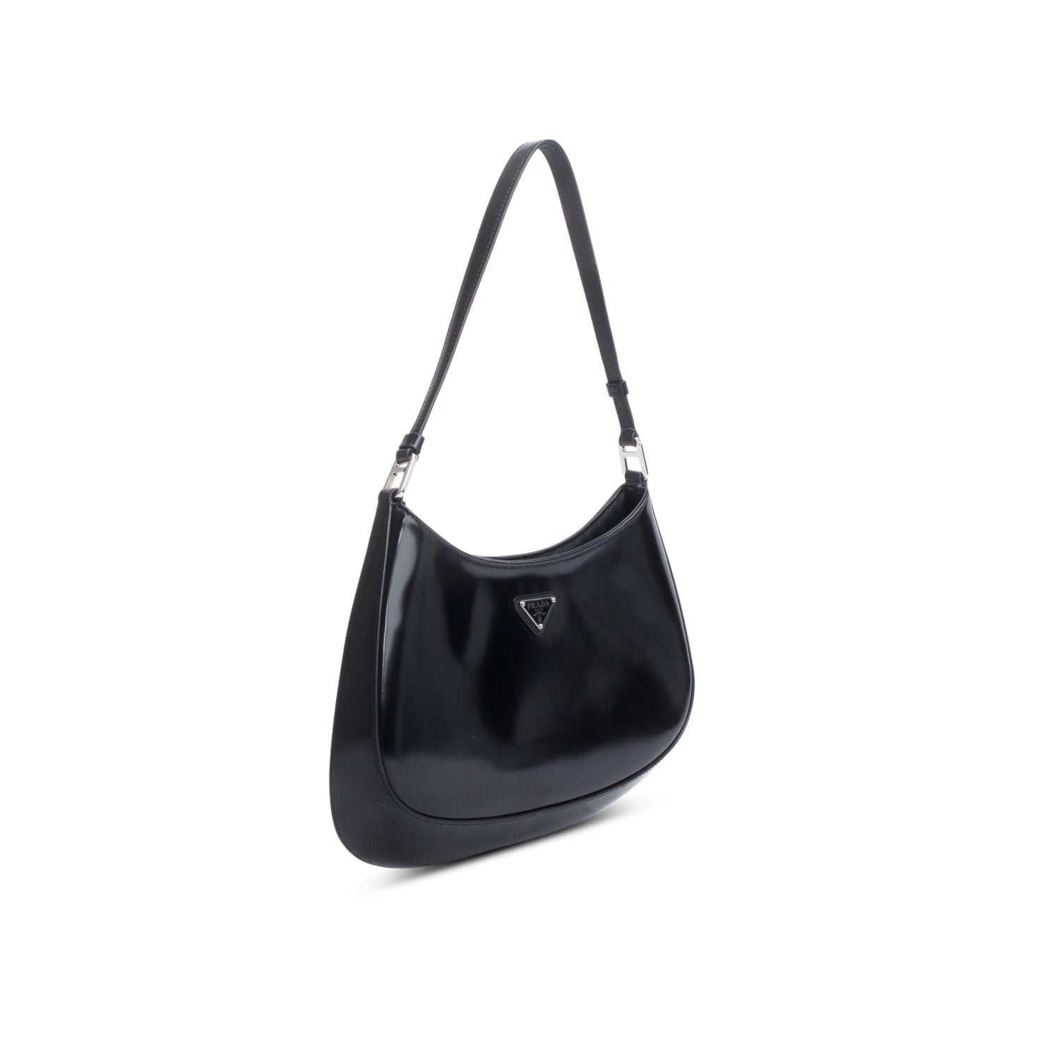 Prada Black Patent Leather Spazzolato Cleo Shoulder Bag
