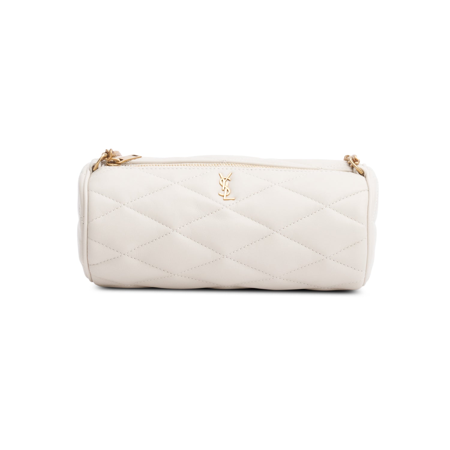 Saint Laurent 2022 Ivory Quilted Lambskin Leather Mini Sade Tube Bag