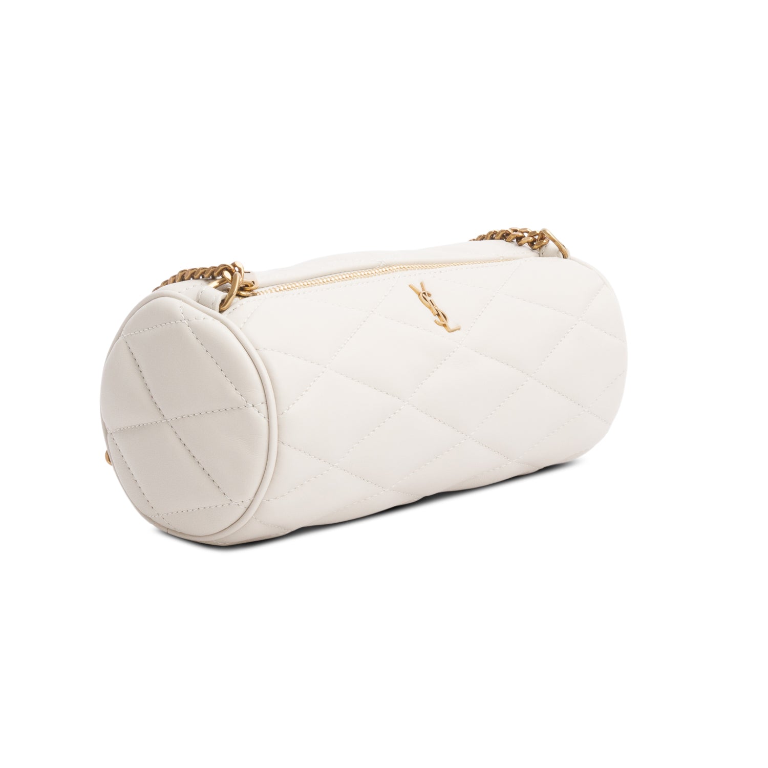 Saint Laurent 2022 Ivory Quilted Lambskin Leather Mini Sade Tube Bag