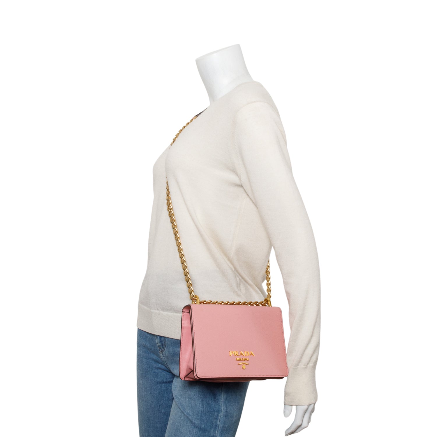 Prada Pink Saffiano Leather Crossbody Bag