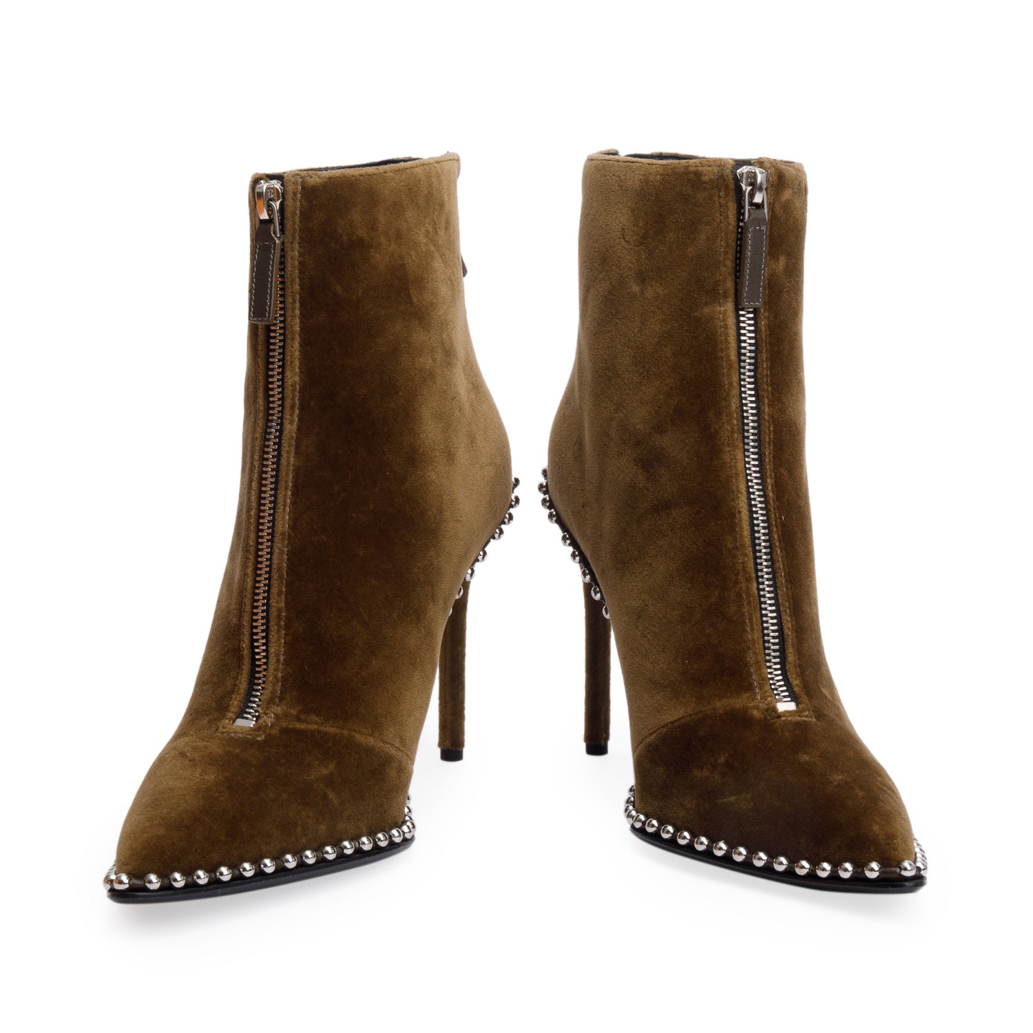 Alexander Wang Green Vevet Studded Accent Ankle Boot, Size 39.5 w/ Box