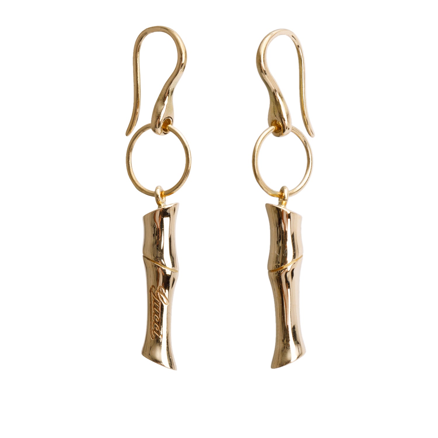 Gucci 18k Yellow Gold Bamboo Drop Earrings w/ Box