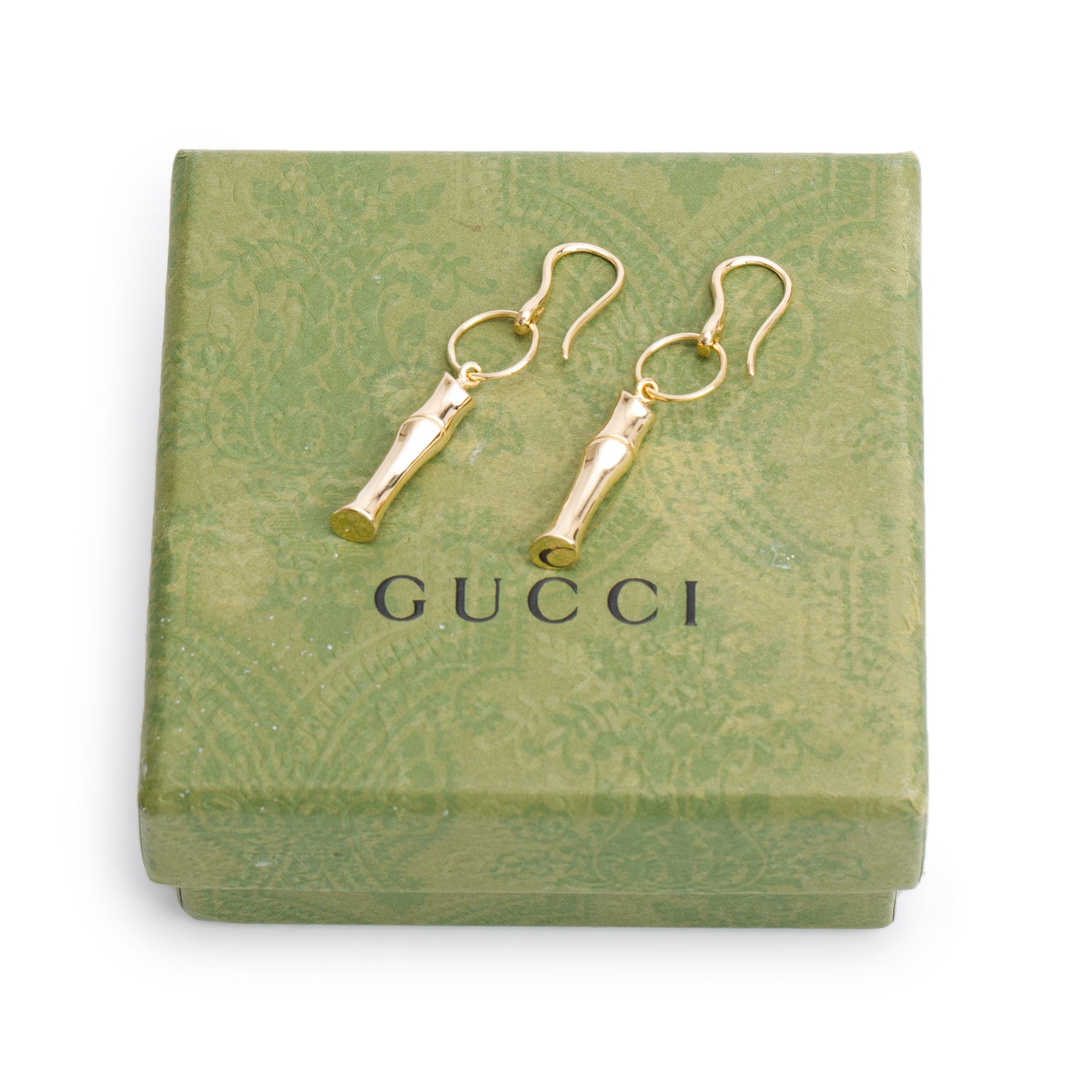 Gucci 18k Yellow Gold Bamboo Drop Earrings w/ Box