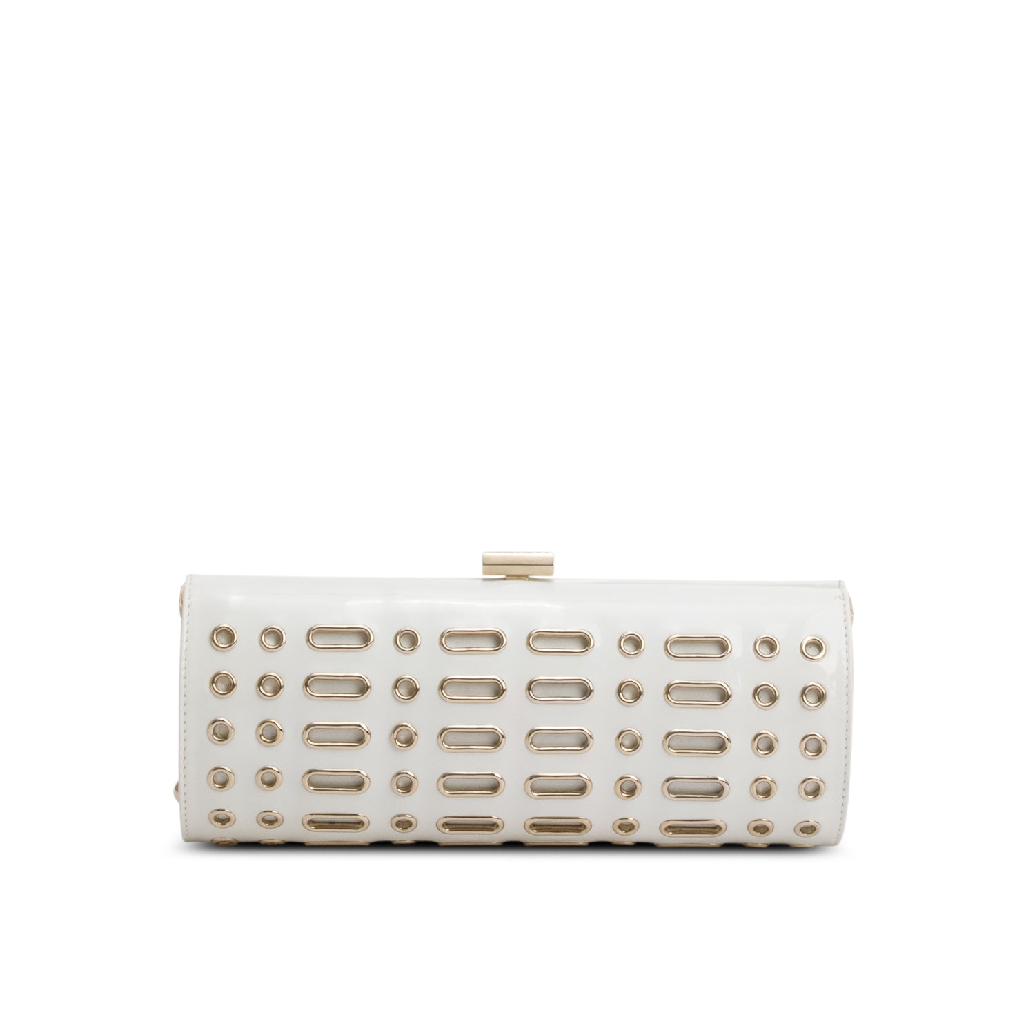 Jimmy Choo White Patent Leather Grommet Clutch w/ Dustbag