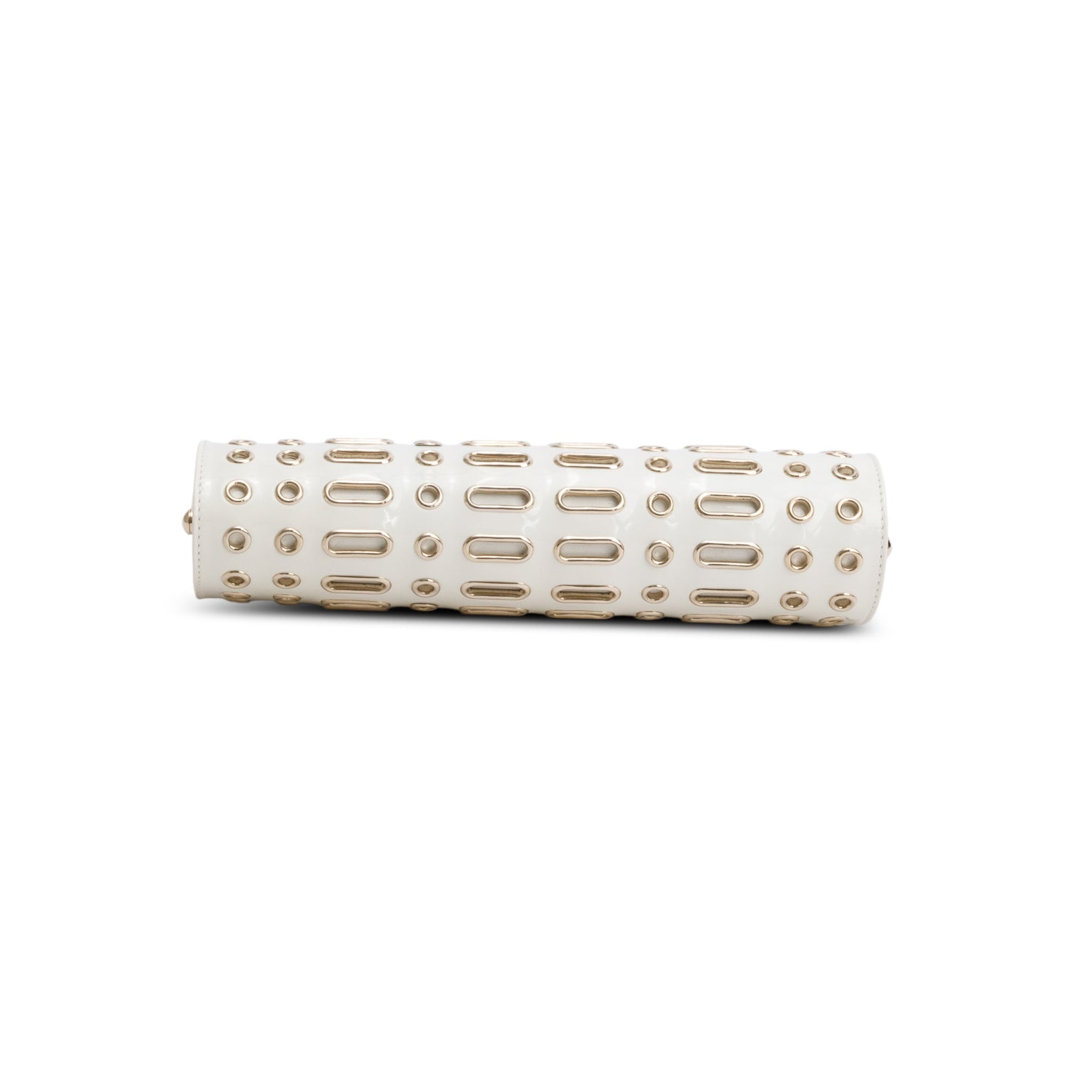 Jimmy Choo White Patent Leather Grommet Clutch w/ Dustbag