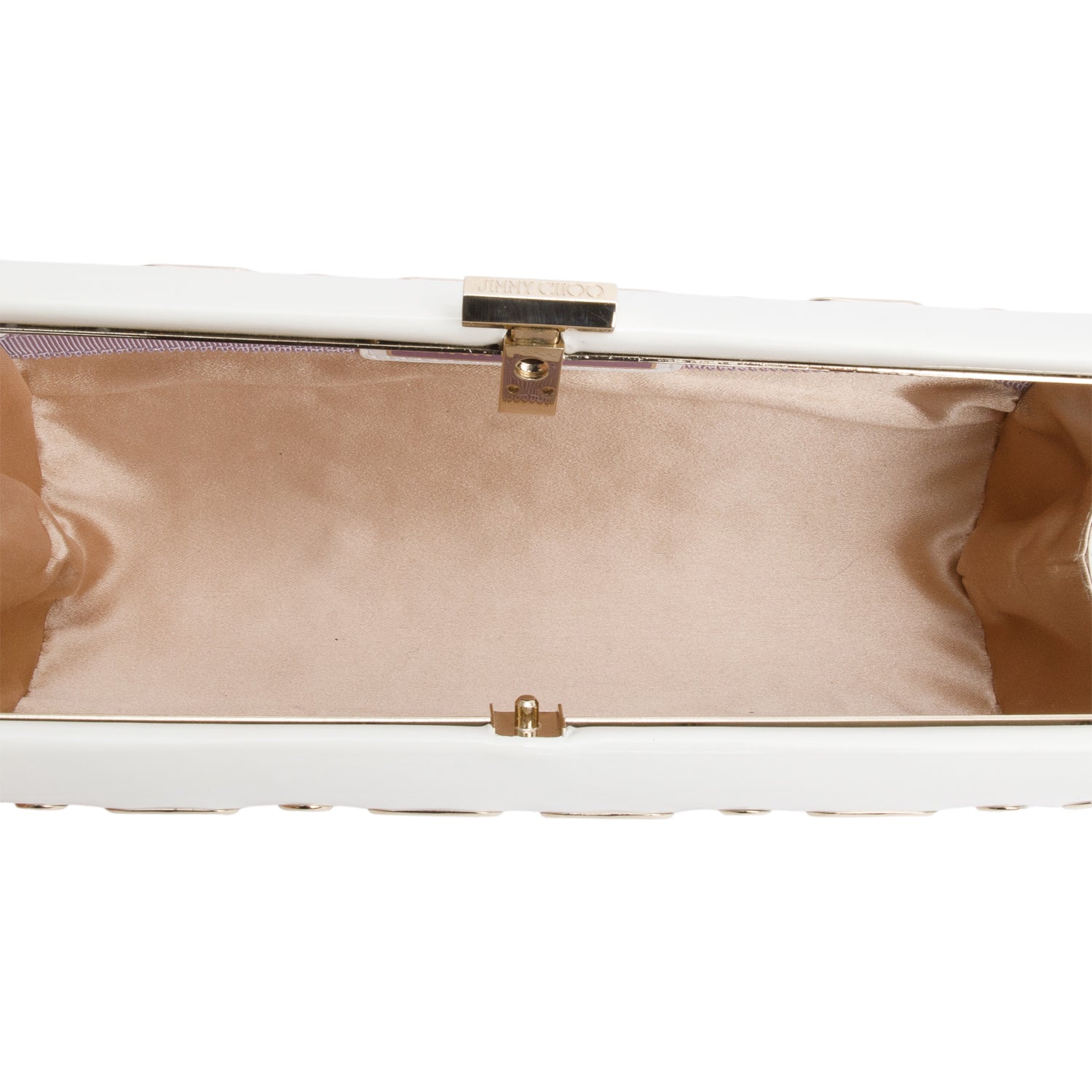 Jimmy Choo White Patent Leather Grommet Clutch w/ Dustbag