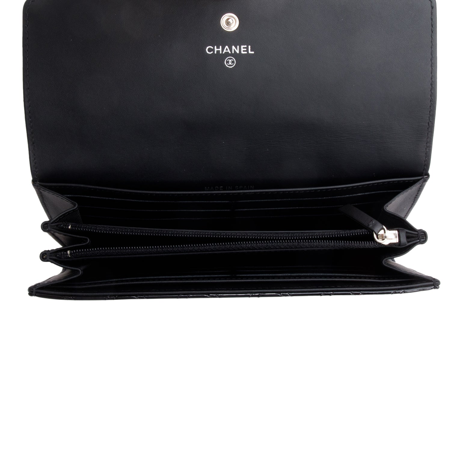 Chanel Black Quilted Patent Leather Brilliant Continental Long Flap Wallet