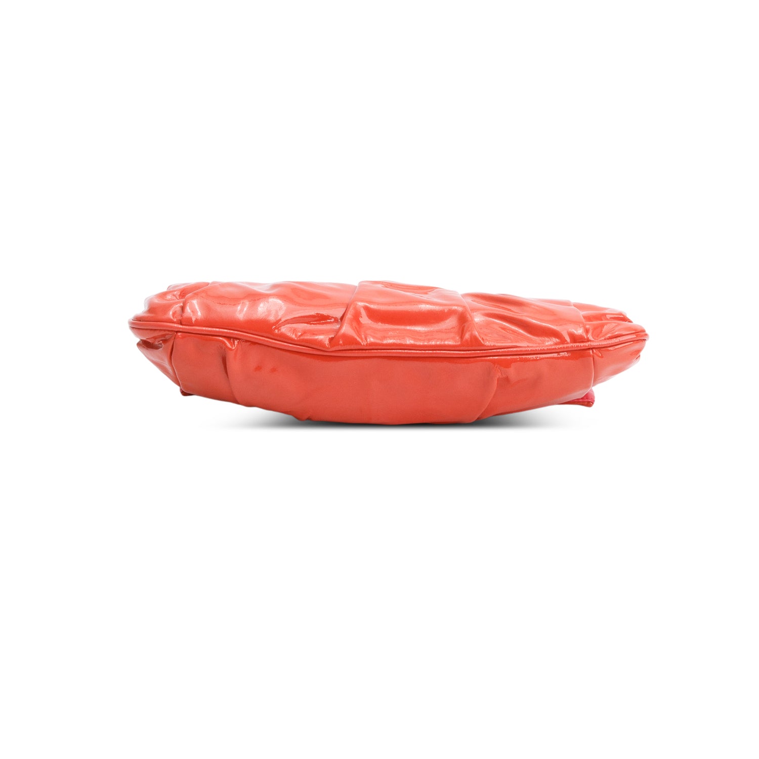 Miu Miu Orange Pleated Patent leather Clutch Bag