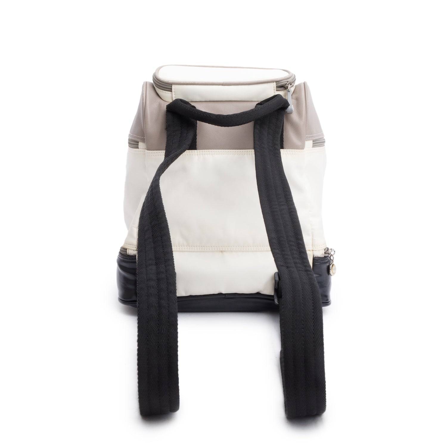 Chanel White Nylon Black /Grey Leather Trim Sport Ligne Tiered Backpack