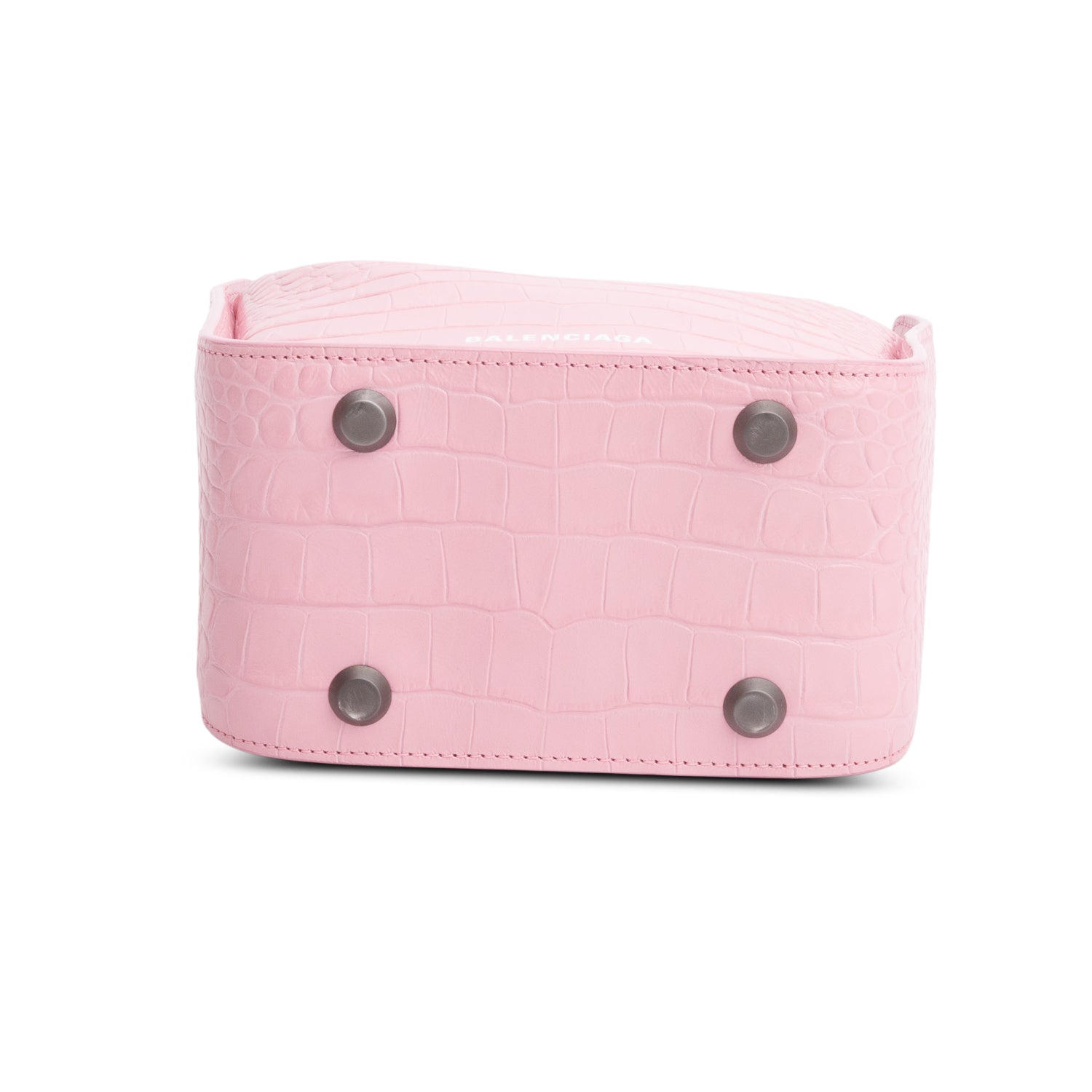 Balenciaga Pink Croc-Embossed Leather Tool 2.0 Small N/S Tote w/ Strap