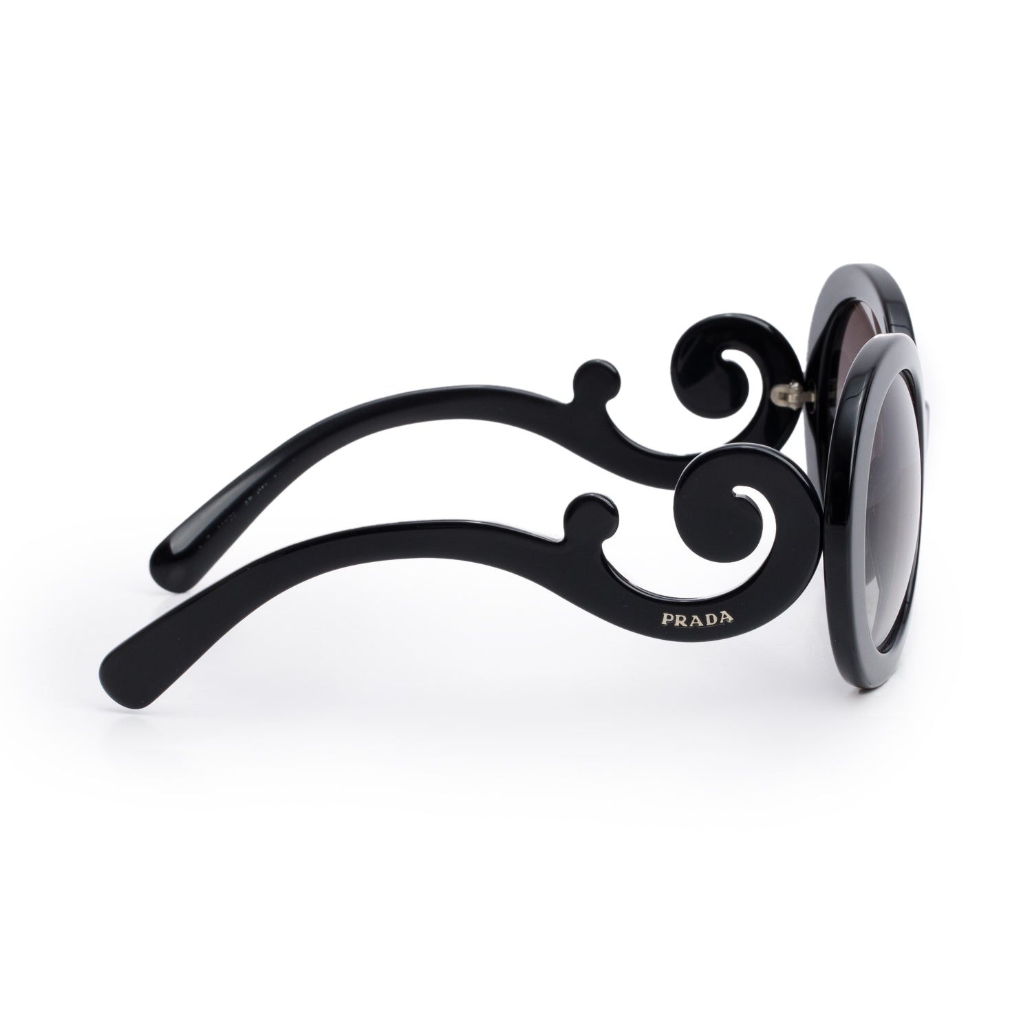 Prada SPR27N Black Acetate Classic Spiral Sunglasses w/ Case