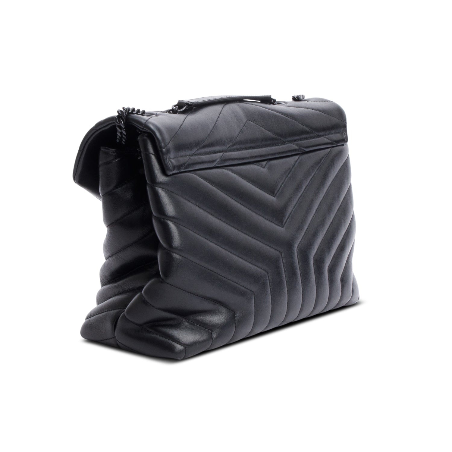 Saint Laurent So Black Quilted Leather Medium Loulou Monogram Shoulder Bag