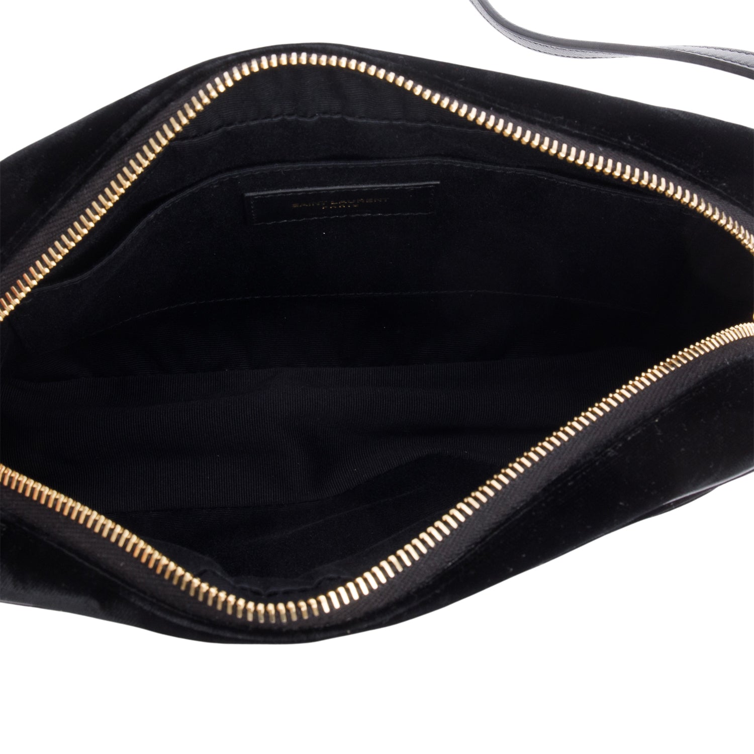 Saint Laurent Black Velvet Medium Lou Chevron Camera Bag w/ Box