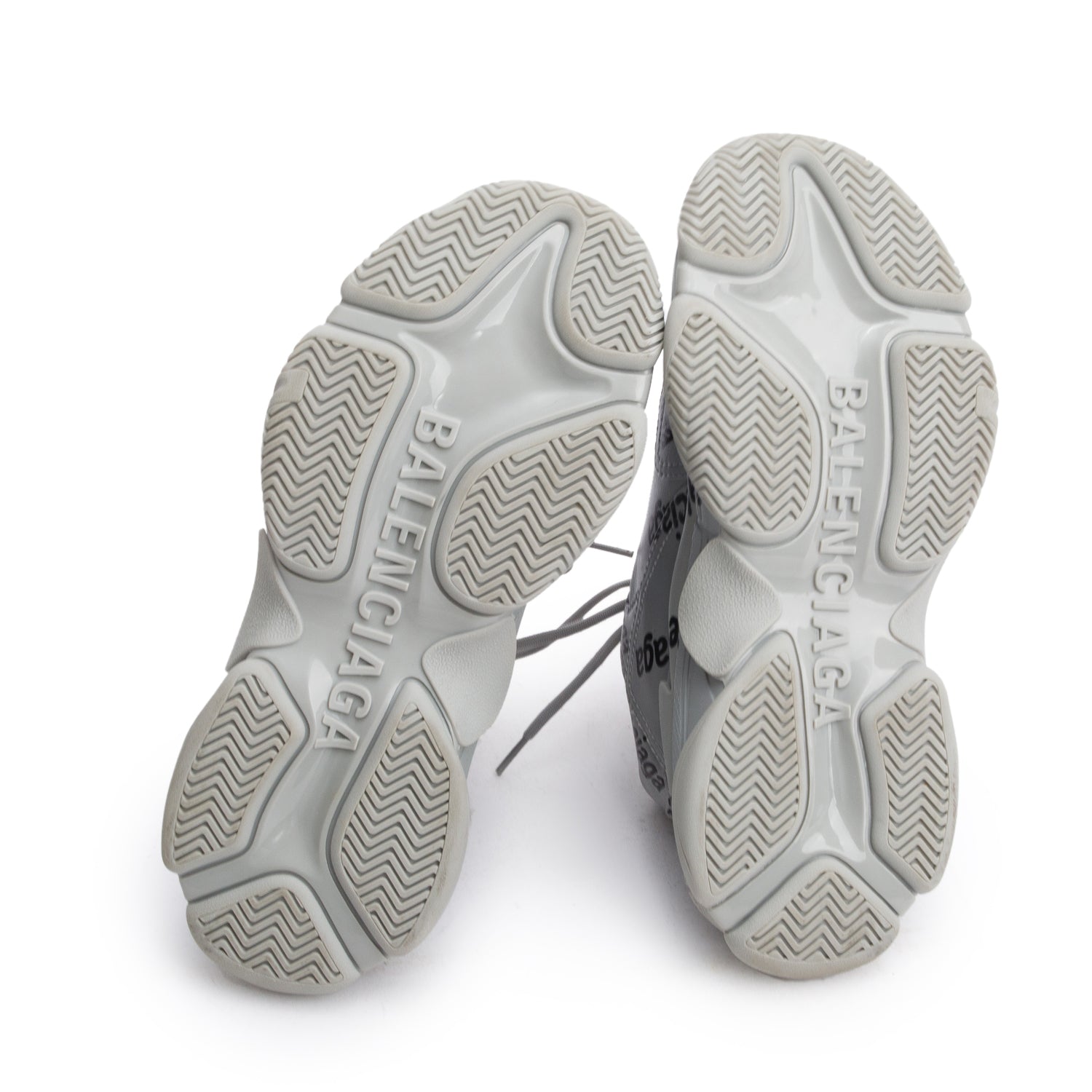 Balenciaga Grey Leather All Over Logo Triple S Chunky Sneakers, Men's Size 41 w/ Box