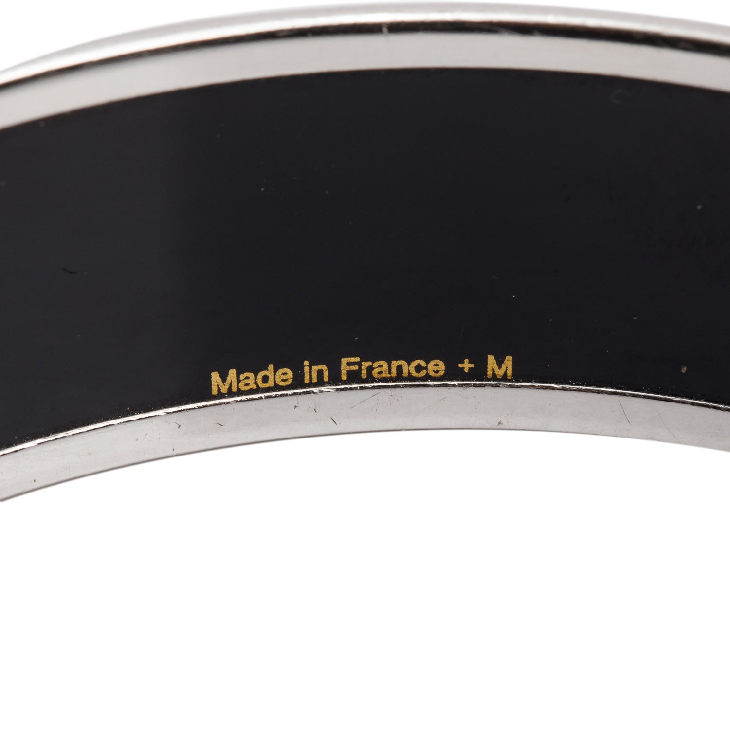 Hermes Palladium-Plated Enamel Printed Wide Sangles Bracelet