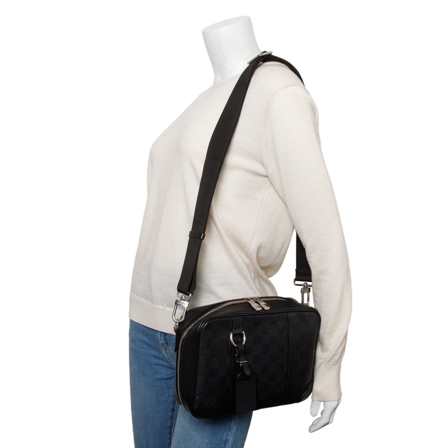 Louis Vuitton Black Damier Infini Calfskin Leather Sirius Messenger Bag w/ Box