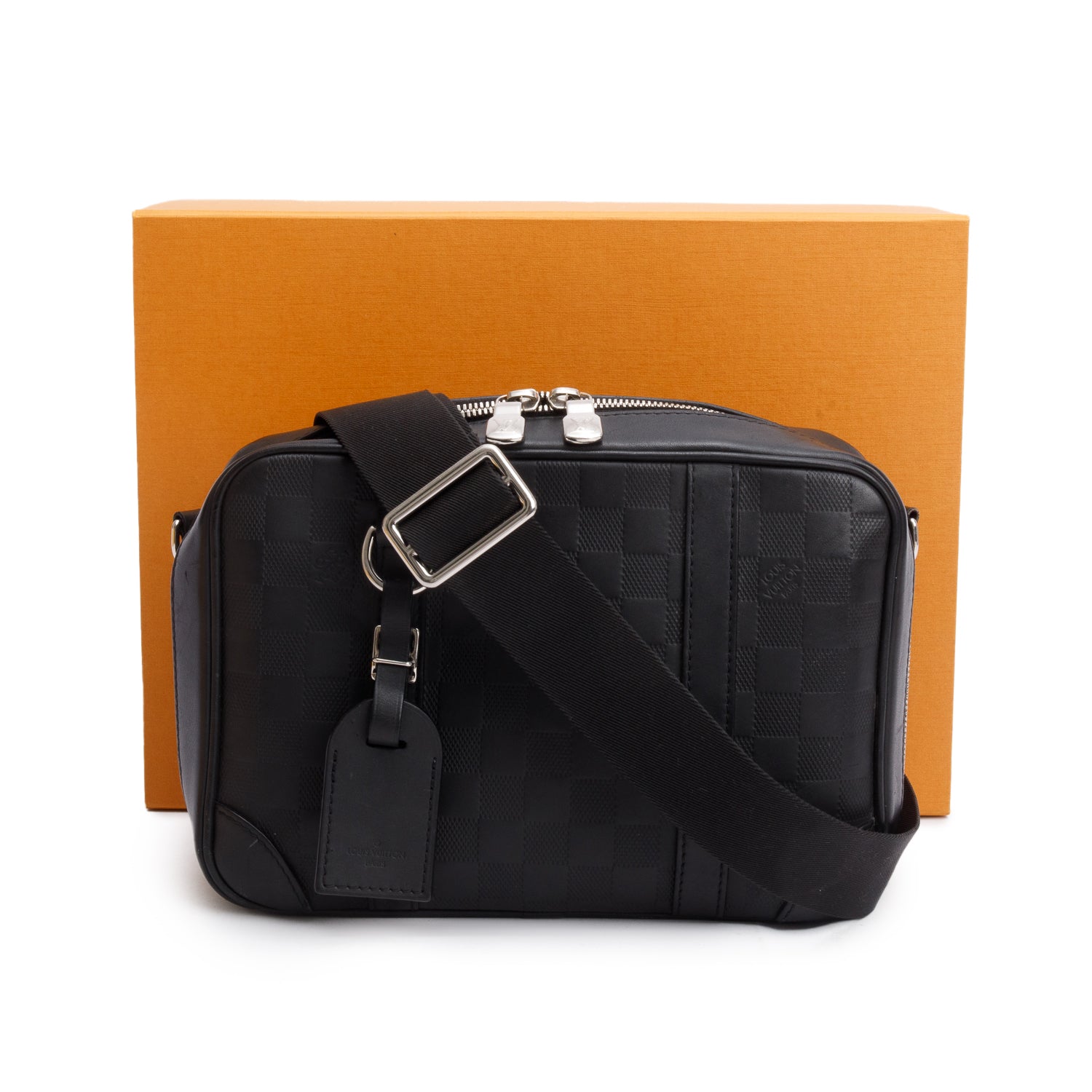 Louis Vuitton Black Damier Infini Calfskin Leather Sirius Messenger Bag w/ Box