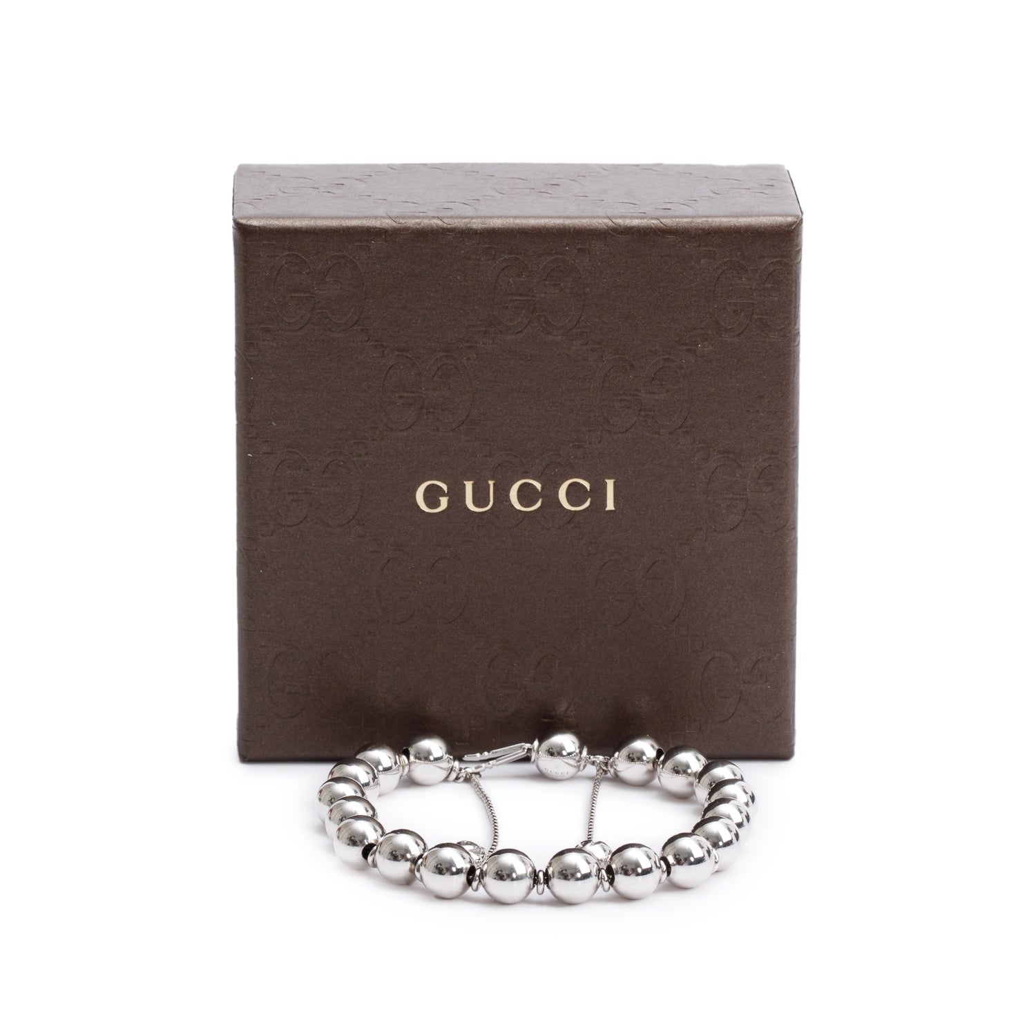 Gucci Sterling Silver Boule Britt Bead Bracelet w/ Box