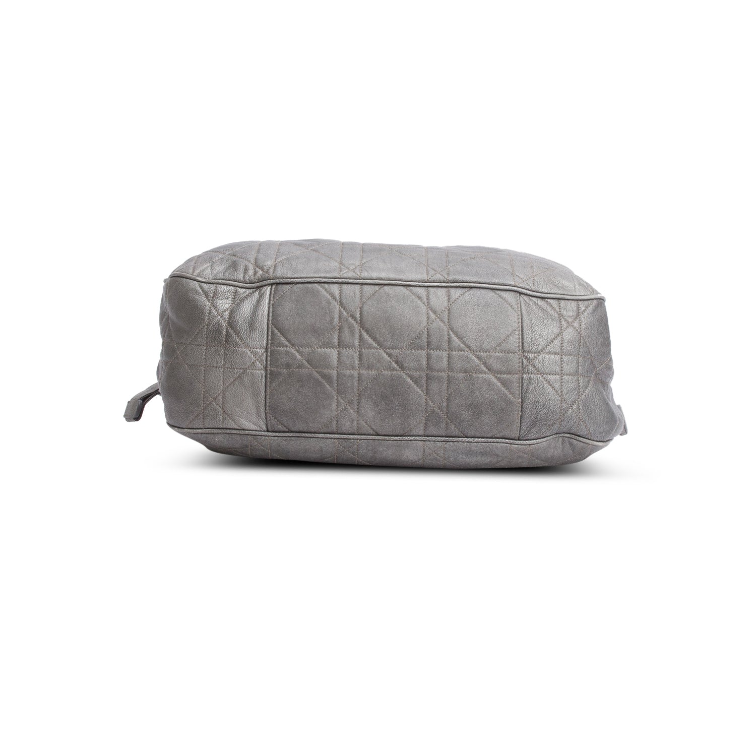 Christian Dior Silver Cannage Quilted Leather Drawstring Tote Bag