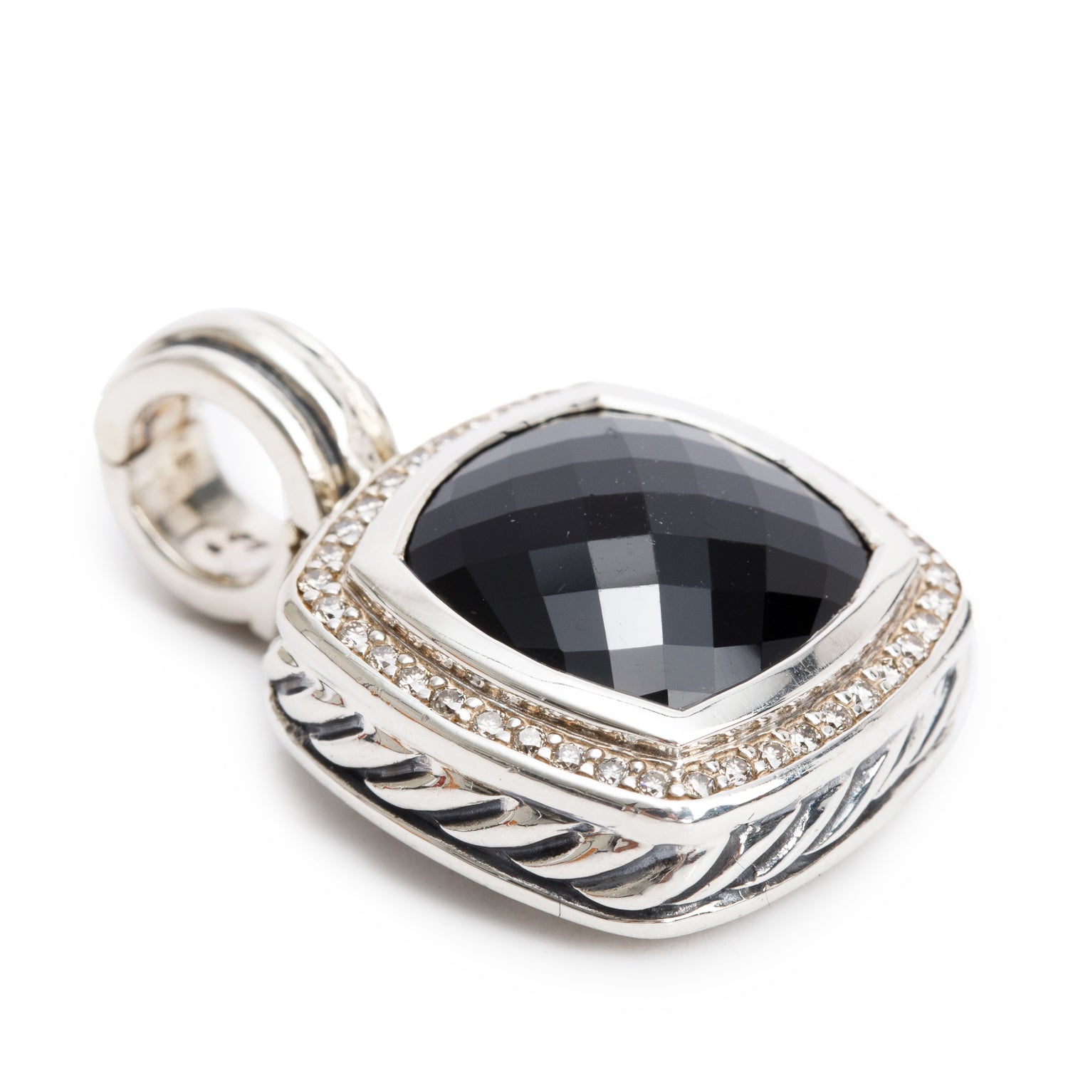 David Yurman Sterling Silver Onyx & Diamond Albion Pendant, 11 MM