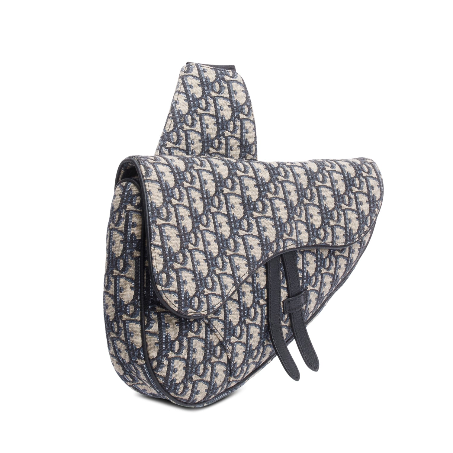 Christian Dior 2022 Navy Oblique Canvas Jacquard Saddle Bag w/ Box