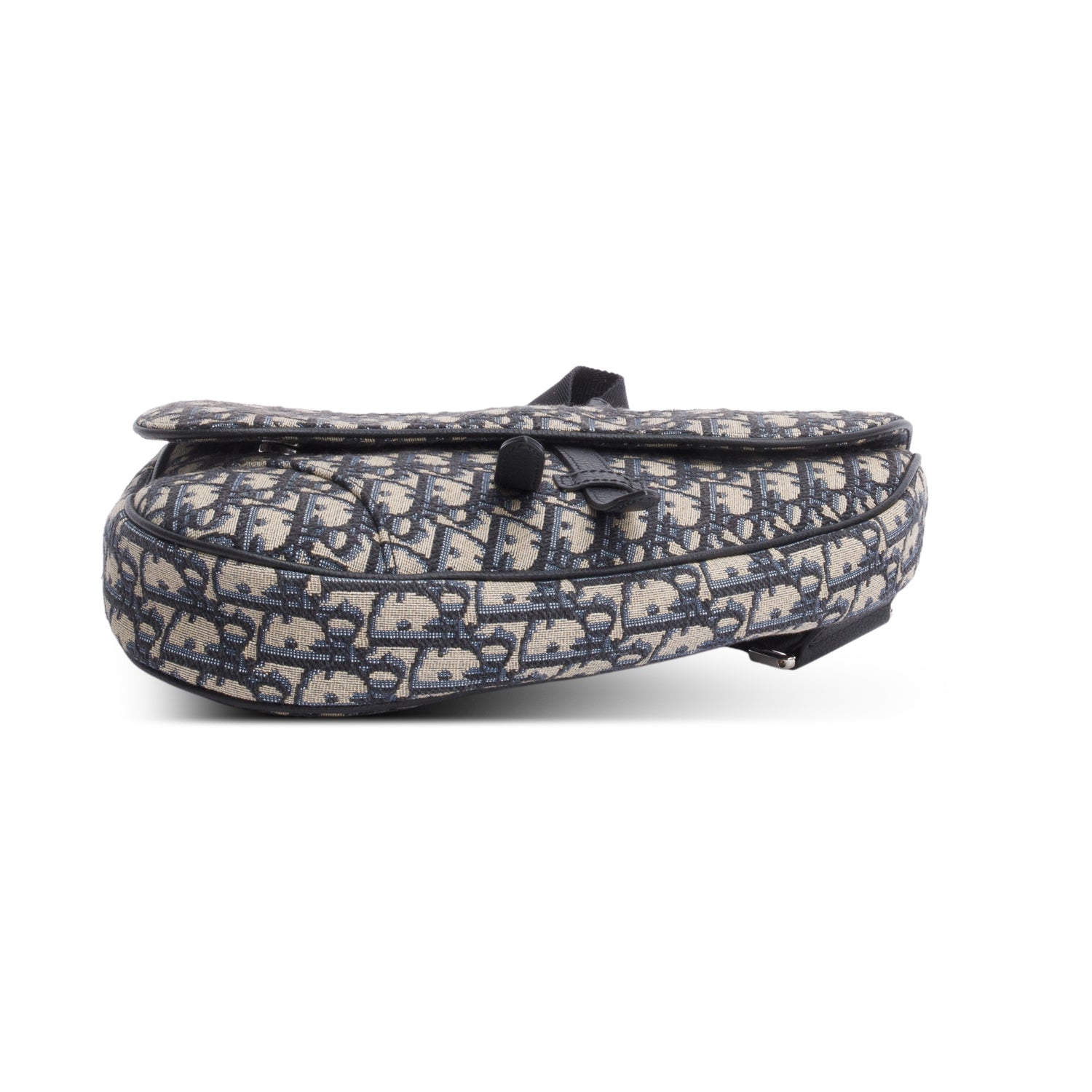 Christian Dior 2022 Navy Oblique Canvas Jacquard Saddle Bag w/ Box