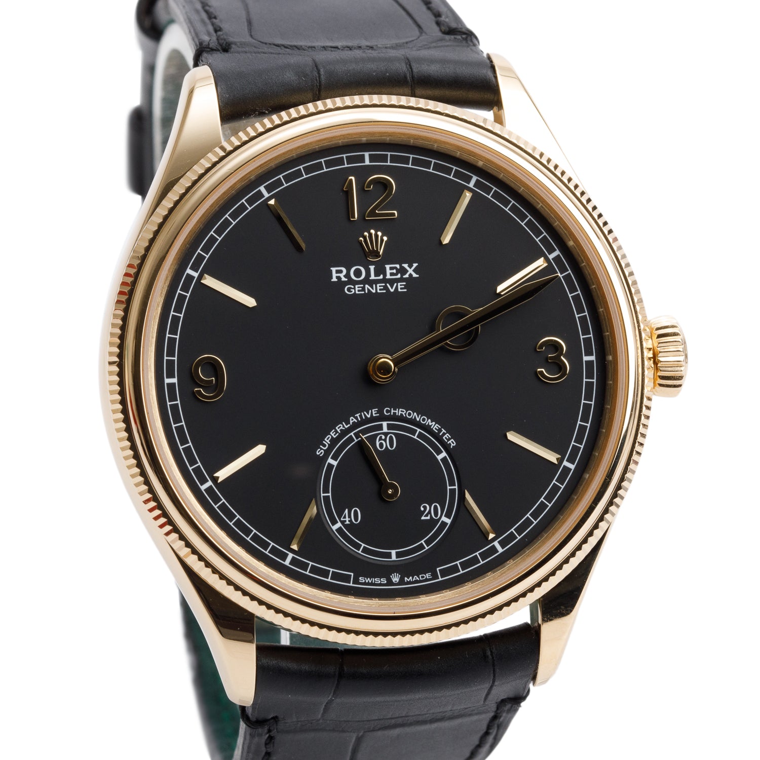 Rolex 2024 18k Yellow Gold 1908 39 MM Automatic Watch Black Dial 52508 w/ Box & Papers