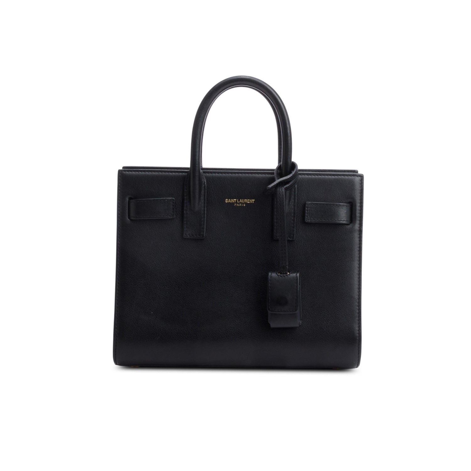 Saint Laurent Black Calfskin Leather Nano Sac De Jour w/ Strap