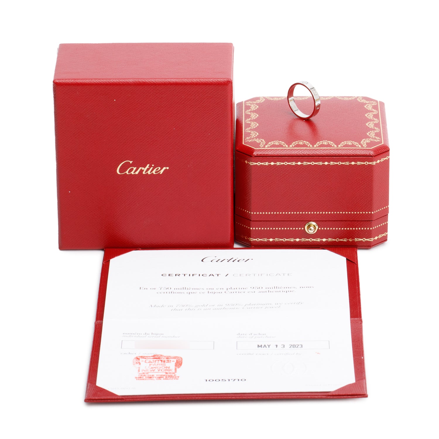 Cartier 2023 18k White Gold 3.6 MM Love Wedding Band Ring, Size 52 6 w/ Box & Certificate