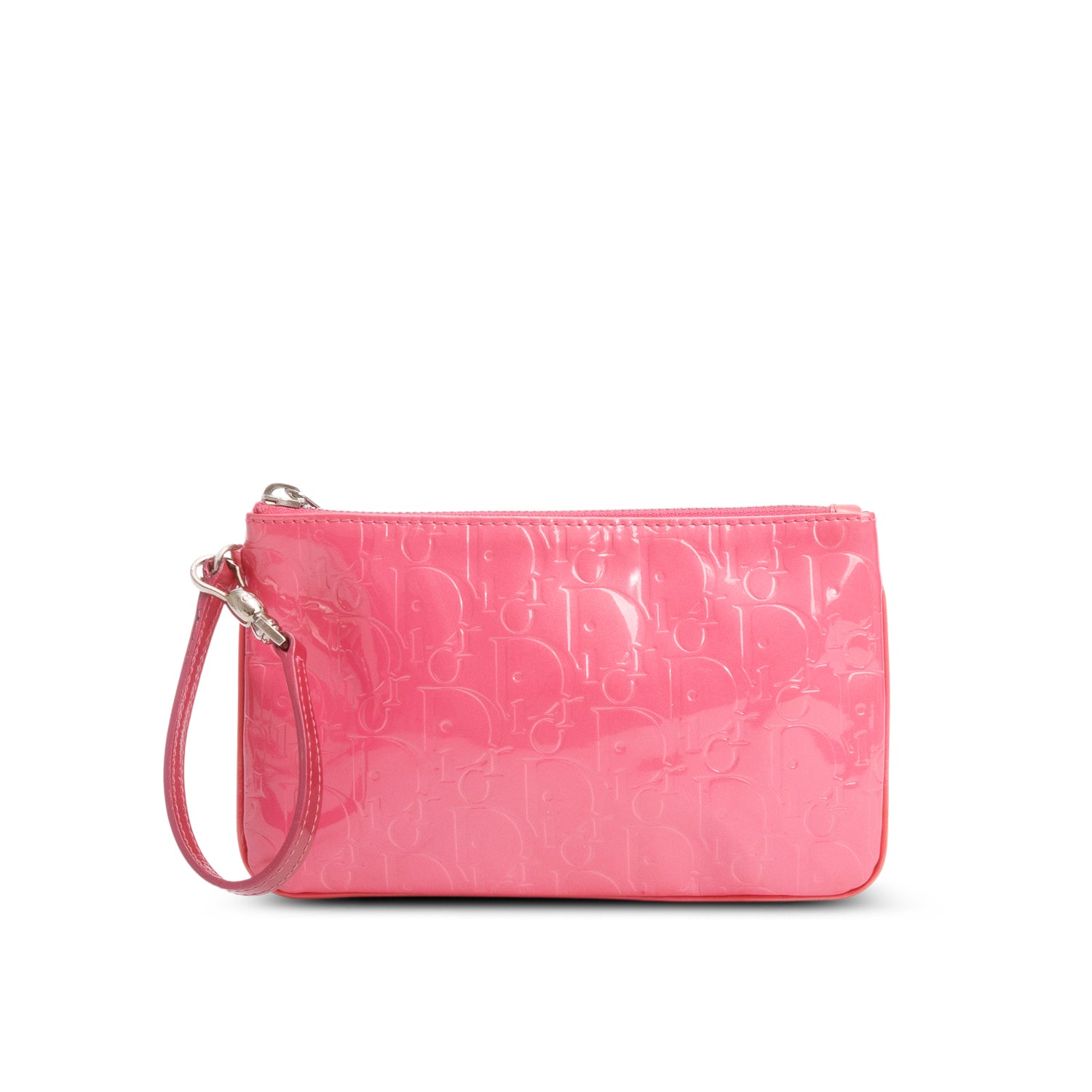 Christian Dior Pink Patent Leather Diorissimo Oblique Wristlet w/ Original Receipt